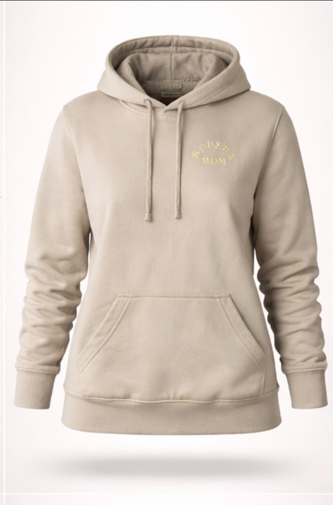 Beiger Hoodie mit gesticktem Friends Mom Schriftzug